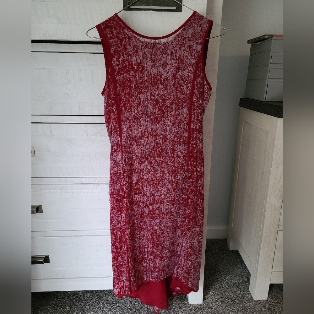 Red Silk Adam high low dress